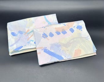 Vintage Pillowcases 80s Cannon USA Standard Abstract Pastel Splash Retro Bedding