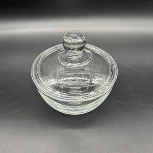 Vintage Glass Candy Dish Sugar Bowl Clear Anchor Hocking Trinket Holder