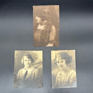 Antique 1920s Ladies Portraits Vintage Black White Sepia Photos Flappers Photography