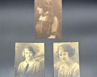 Antique 1920s Ladies Portraits Vintage Black White Sepia Photos Flappers Photography