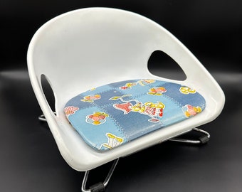 Vintage Childs Chair Booster Seat Cosco MCM Hairpin Legs Lawn Chair Blue Denim