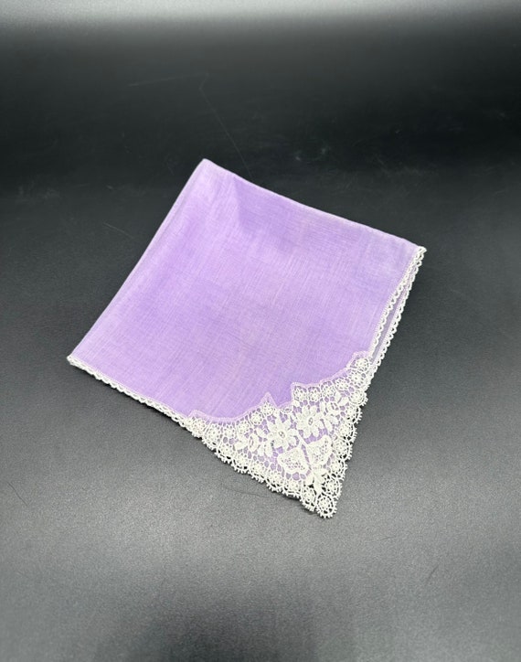 Vintage Handkerchief Hankie Purple Lace Lavender