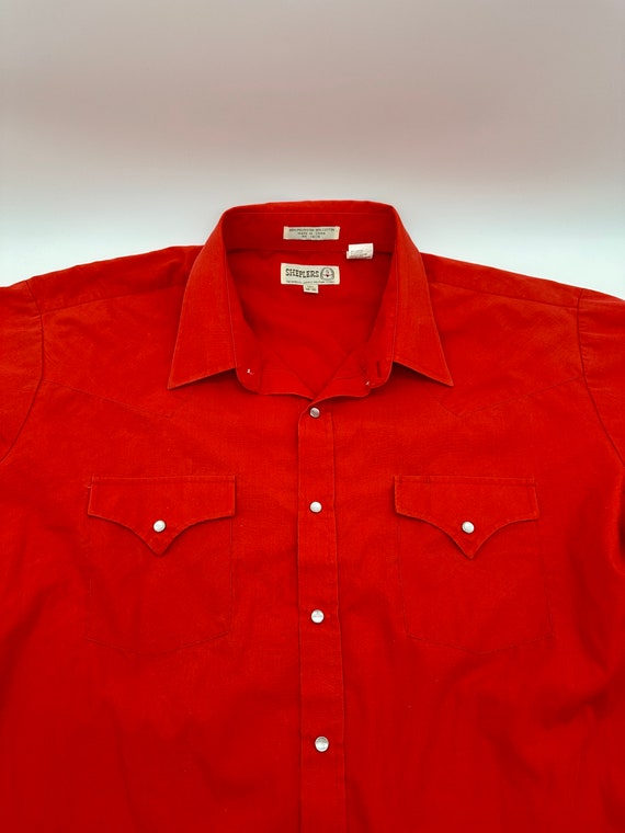 Mens Western Pearl Snap Shirt Red Button Down 2XL… - image 2