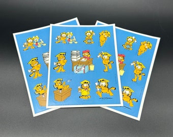 Vintage Garfield the Cat Sticker Sheets Odie Graduation 1970s Lot of Three