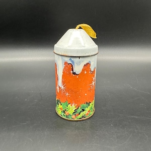 Vintage Christmas Tin Candle Dahar England Cap Tin 1970s Retro Decoration Metal