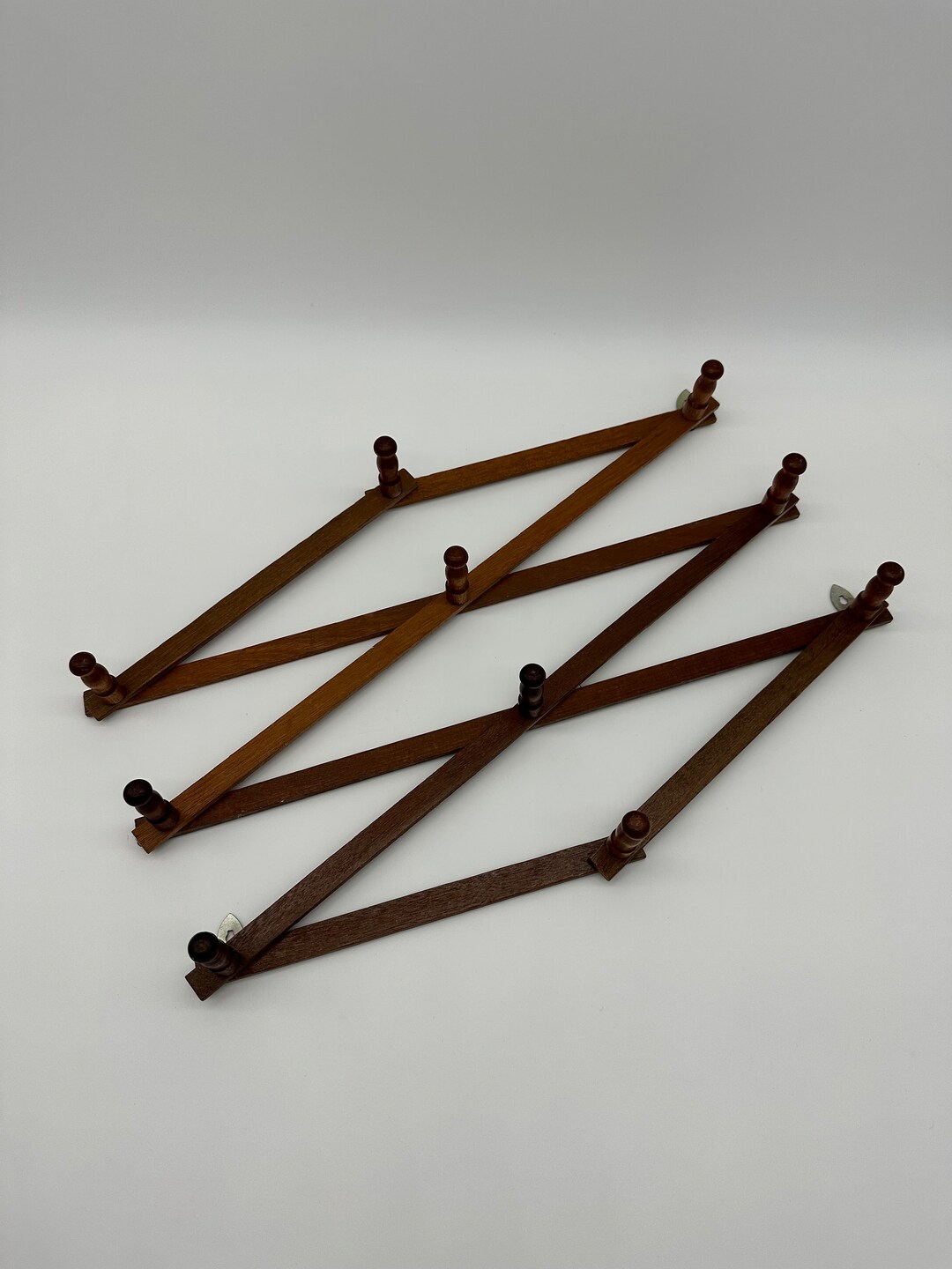 Wood Accordion Hanger Vintage Expandable Coat Rack Towel Hooks Etsy