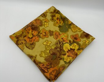 Vintage Tablecloth Yellow Orange Floral Autumn Decor Flowers Table Linen