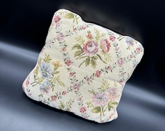 Vintage 1980s Floral Tapestry Throw Pillow pink Roses Decorative Cottagecore