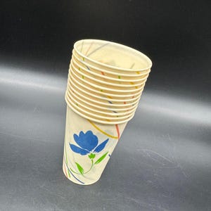 Vintage Dixie Cups 1985 Pastels Floral Retro Waxed Paper Flowers Lot of 12