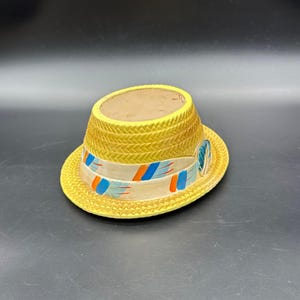 Vintage Hat Planter Inarco Japan Yellow Feather Mid Century Kitschy Decor Ceramic