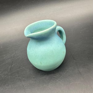 Vintage Van Briggle Pottery Mini Pitcher Creamer Aqua Blue Matte Finish READ