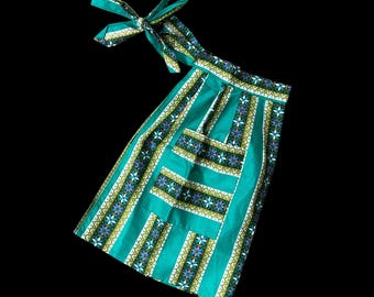 Vintage 1950s Mint Green Striped Cotton Apron With Pockets - Etsy