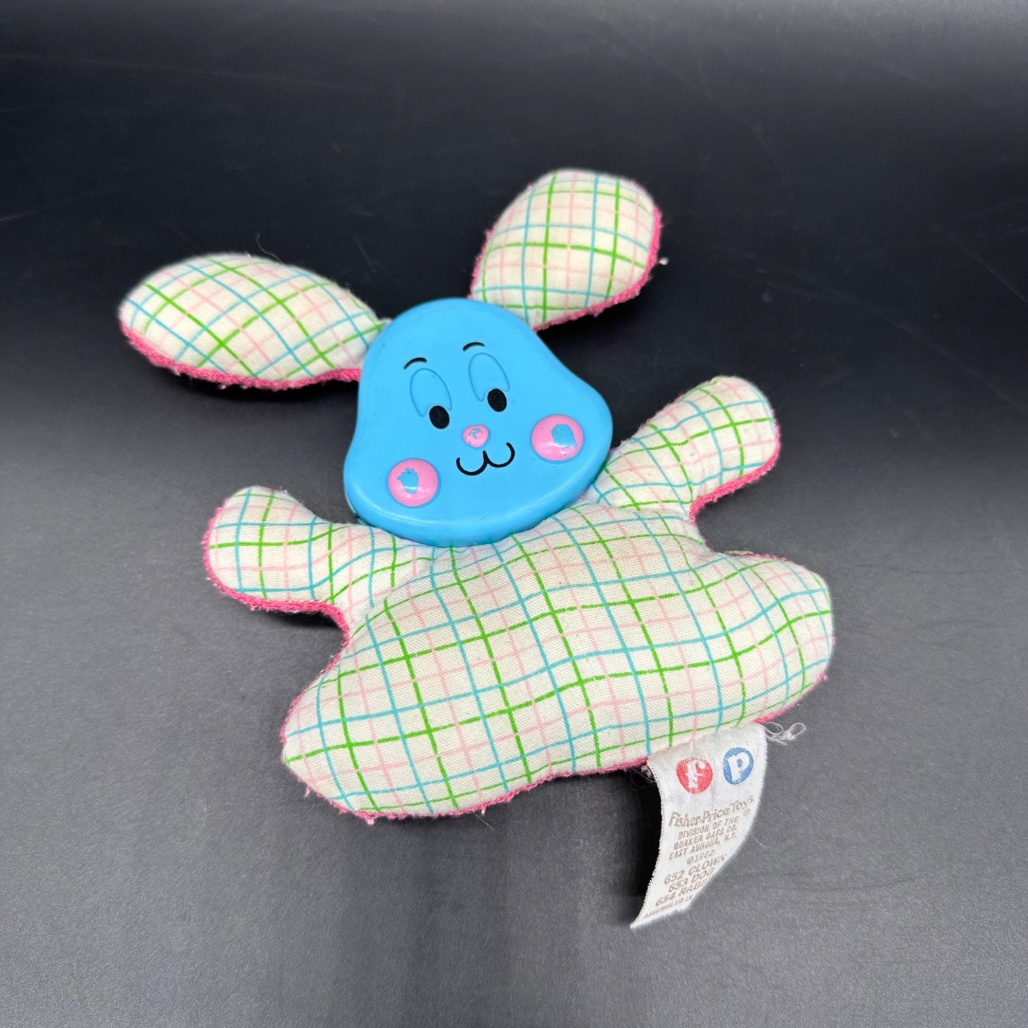  Bobtail Bunny Rattle 廃盤 レア Vintage Fisher Price Soft Shakes Rattle Toy 1982 Bunny Terrycloth