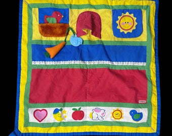 Vintage Playskool Baby Fold N Go Activity Quilt Blanket 1987 Tummy Time Play Mat