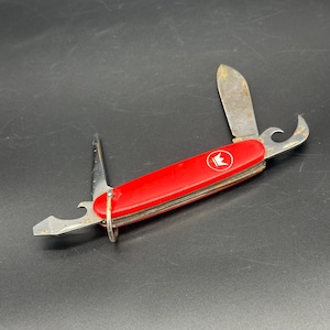 Vintage Imperial Ireland Red Multi Tool Pocket Knife Bottle Opener Screwdriver