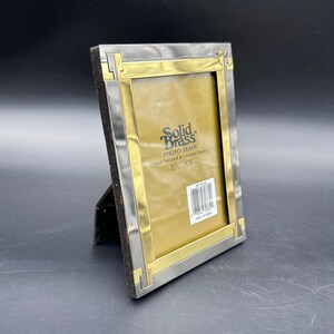 Vintage Brass Picture Frame Hand Polished Lacquer Silver Gold Tone Korea 3.5x5