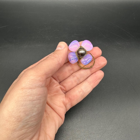 Opalite Ring Copper Wire Flower Power Handmade Fl… - image 5