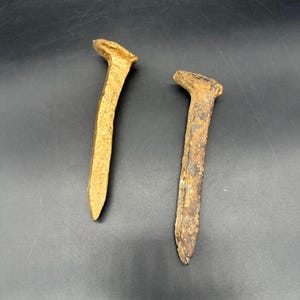 Vintage Railroad Spikes Lot Of 2 Cast Iron Metal Steampunk Hobby Craft Farmhouse