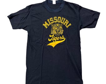 ヴィンテージ 1970 年代 ミズーリ タイガース T シャツ ブラック