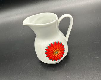 Vintage Creamer Pitcher Winterling Bavaria Ceramic  Red Star Flower MOD 1970s
