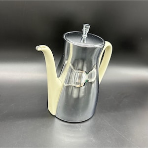 Vintage Furstenberg Germany Porcelain Chrome Coffee Pot Thermos Mid Century 50s