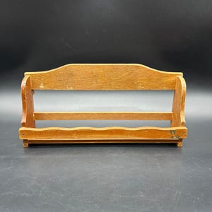 Vintage Wooden Wall Hanging Spice Rack Storage Shelf Brown Retro Kitchen