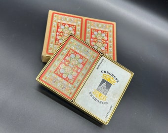 Cartes à jouer vintage Double Deck Congress USA Or rouge floral Pont Canasta