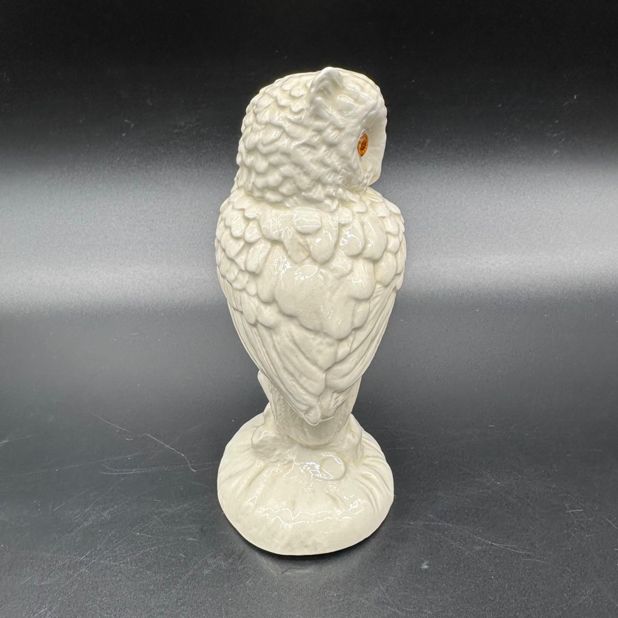 ヴィンテージ フクロウ 置物 白 1970 年代 陶器 森の生き物 鳥の像