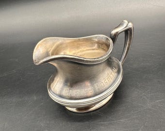 Vintage Creamer Barnes Hospital St Louis Advertising R Wallace Silver Soldered