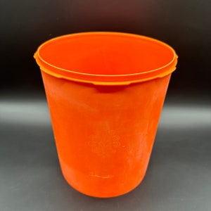 Vintage Tupperware Canister Orange Plastic Lid USA Large No Lid