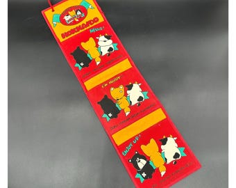 Carrito colgante vintage Hokkaido Japón Naught Trio Animales Años 70 Kitsch Dibujos animados antropomórficos