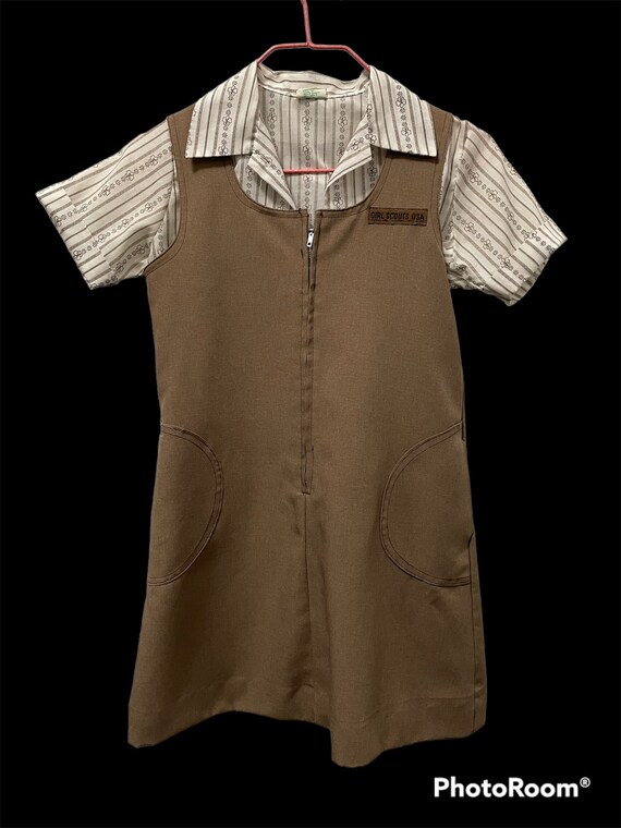 Vintage Girl Scouts Uniform Dress Shirt Official 10/12 Gem