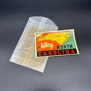 Vintage 1970s North Carolina Souvenir Decal Travel Retro Luggage Sticker