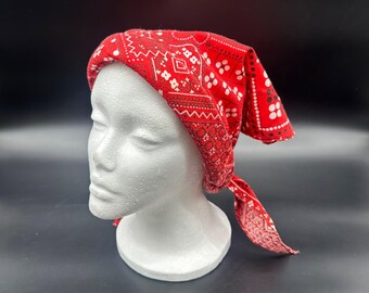 Pañuelo para la cabeza vintage con estampado de cachemira roja, estilo retro, para cubrir el cabello, París, EE. UU.