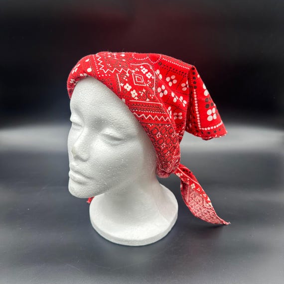 Vintage Red Paisley Bandanna Head Scarf Retro Tie Hair Cover  display picture 1