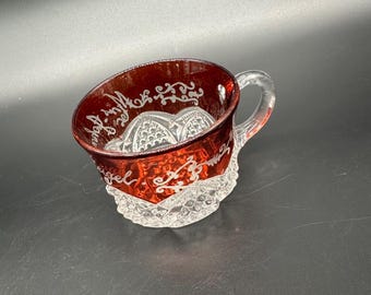 Antique Cranberry Crystal Souvenir Cup, 1903, Ruby Flash Glass - Etsy