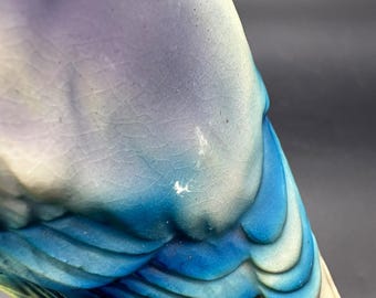 ヴィンテージ ブルージェイ 鳥の置物 手描き 日本製 陶器 花 1950 年代