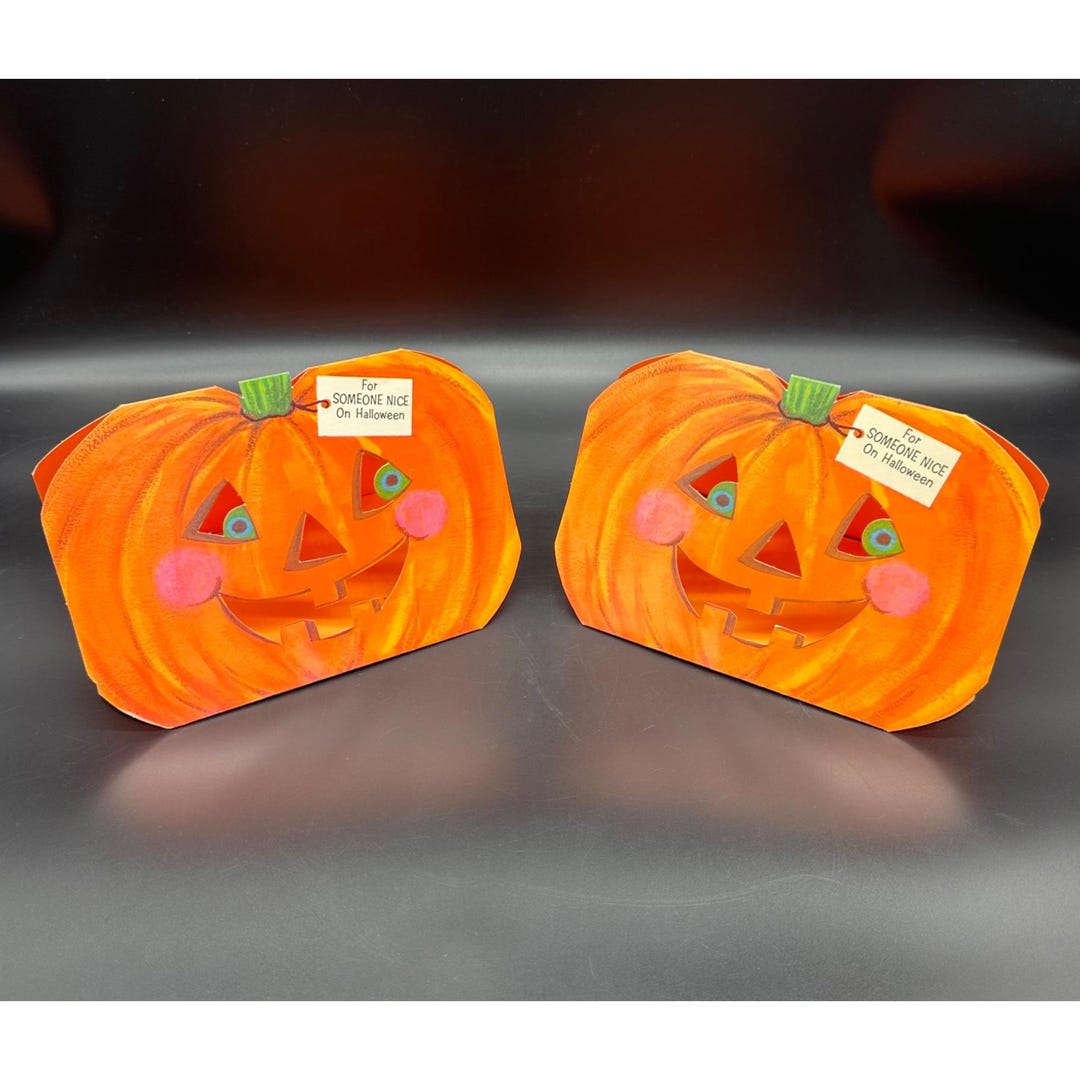 Vintage Jack O Lantern Pumpkin Halloween Cards 1974 American Greetings ...
