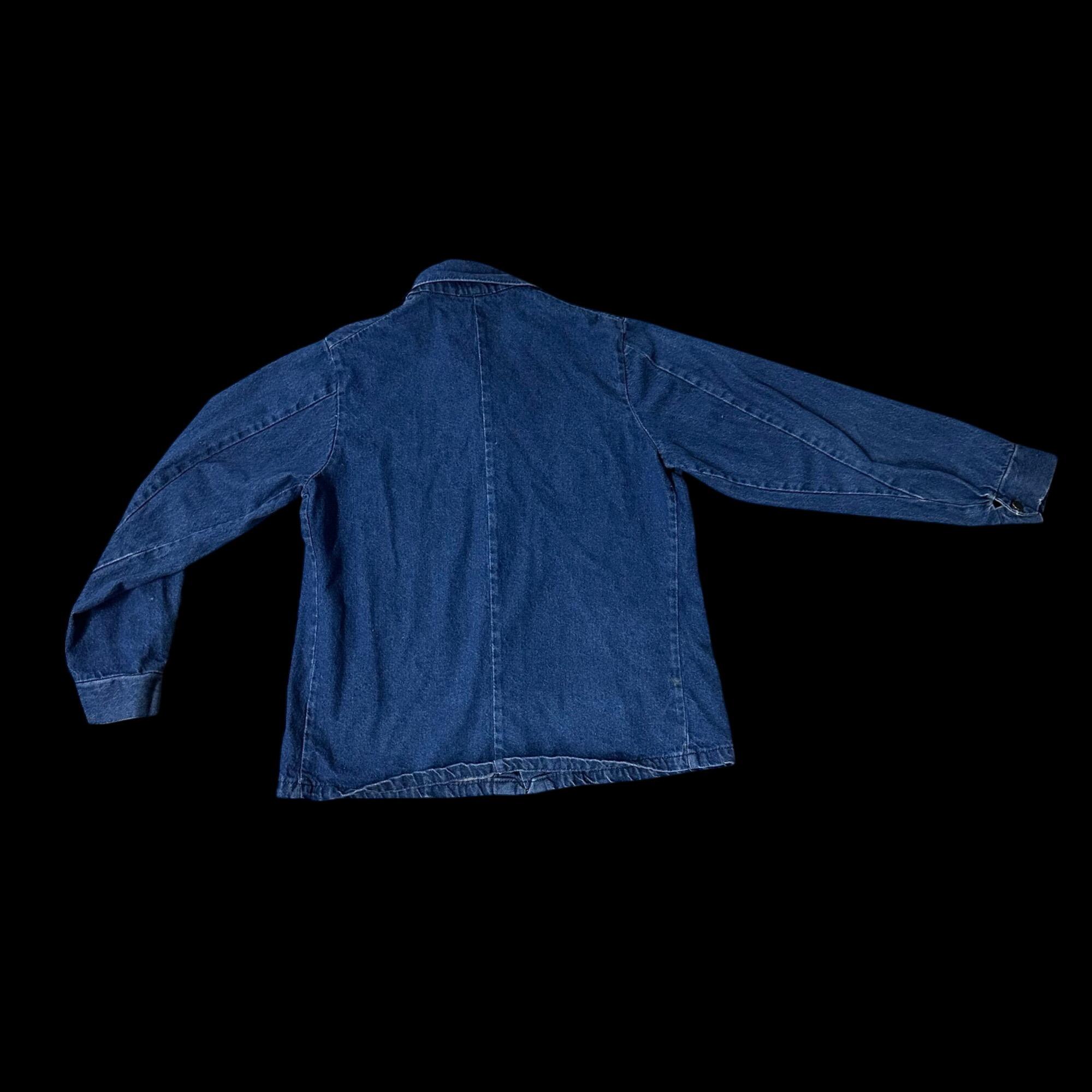 Vintage Key Imperial Blue Denim Workwear Jacket Hand Embroidered 