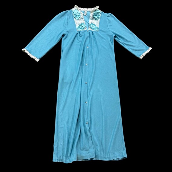 Vintage Housecoat Robe Duster Baby Blue Clouds 19… - image 2