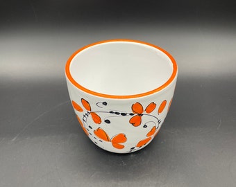 Potier Italien Jardinier Redware Pot Orange Fleurs