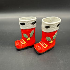 Vintage Santa Claus Boot Christmas Decorations Made In Japan Ceramic Kitschy