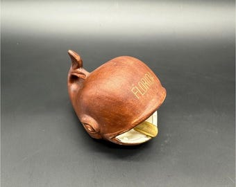 Vintage Aschenbecher Whale Trinket Dish Florida Souvenir Braun Gold Fisch Kitschy