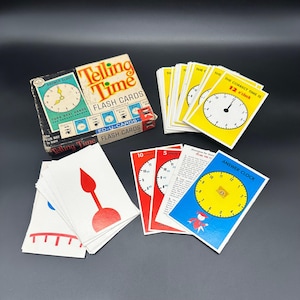 Tarjetas didácticas antiguas para contar la hora, 1963, para enseñar en casa o en la escuela, EE. UU.
