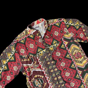 Vintage Saddlebrook XL Western Shirt Aztec Long Sleeve Button Up 90s Rodeo