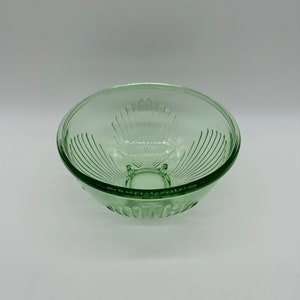 Vintage Mixing Bowl Green Glass Flower Petals Serving Dish