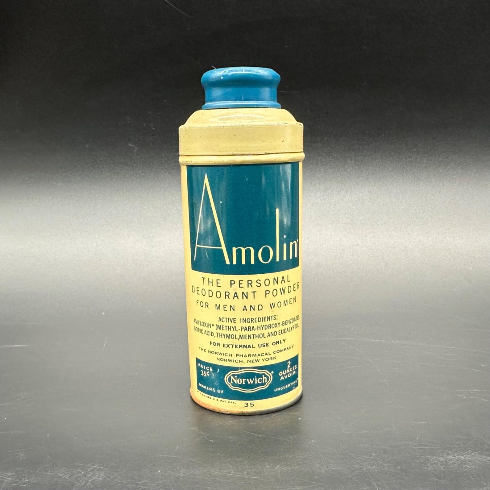 Vintage Advertising Tin Amolin Personal Deodorant Powder Bathroom Decor ...