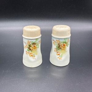 Vintage Salt and Pepper Shakers Hand Painted Yellow Roses Bavaria Cottagecore READ