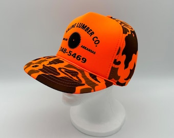 Vintage Blaze Orange Camo Trucker Hut Schaum Seil Einstellbare Kappe Saline Lumber AR