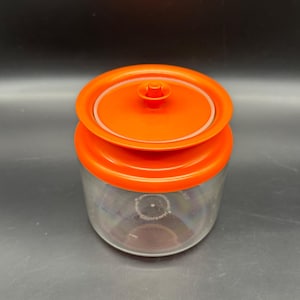 Vintage Tupperware Canister Push Top Lid Orange USA Storage Container 1970s  3 3/4 Cups